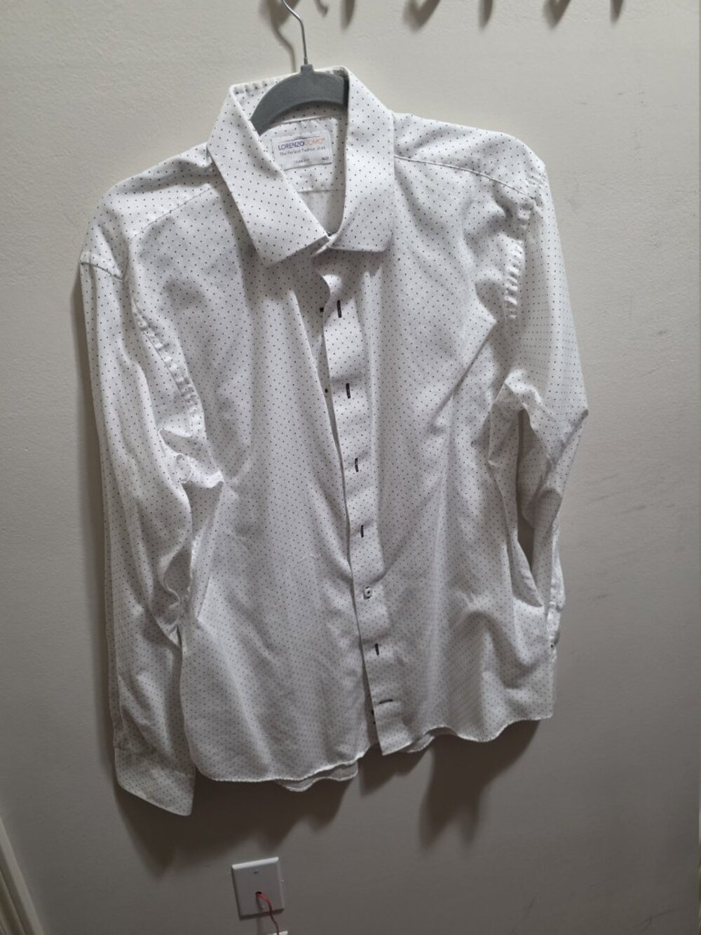 Lorenzo Uomo Men's White Trim Fit Dress Shirt Size 17 36/37